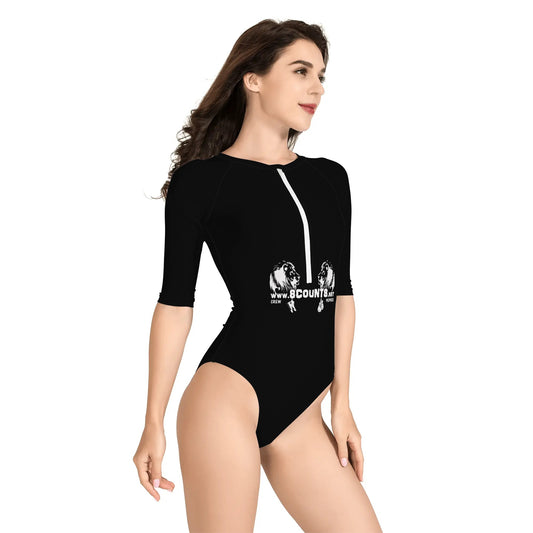 8Counts Zip Front Half Sleeve Swimsuit